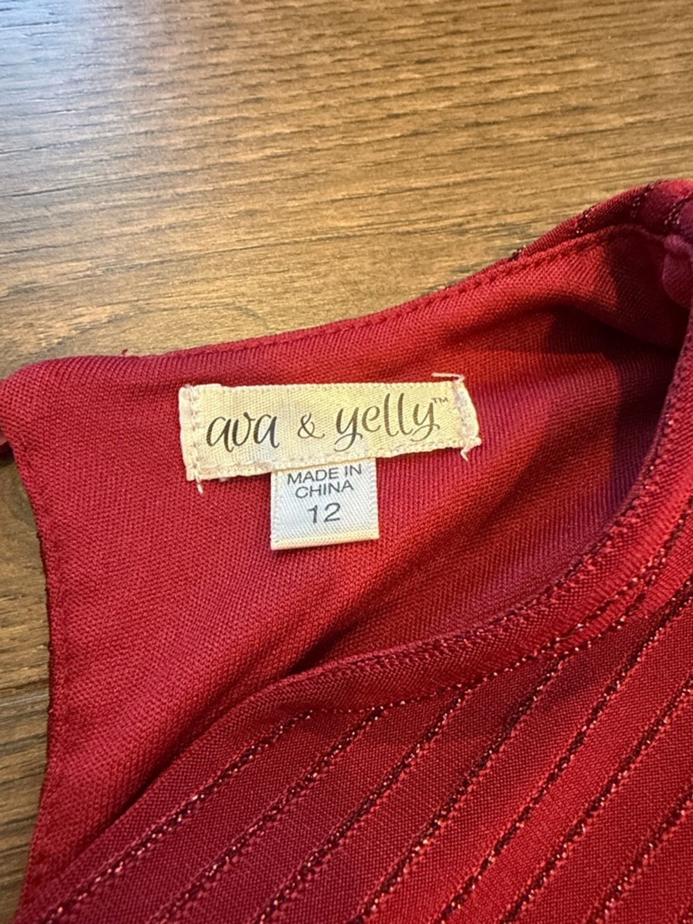 Ava + Yelly Girls' Maroon Long-Sleeve Ruffle Hem Dress Size 12 - C11-206 - Picture 2 of 9